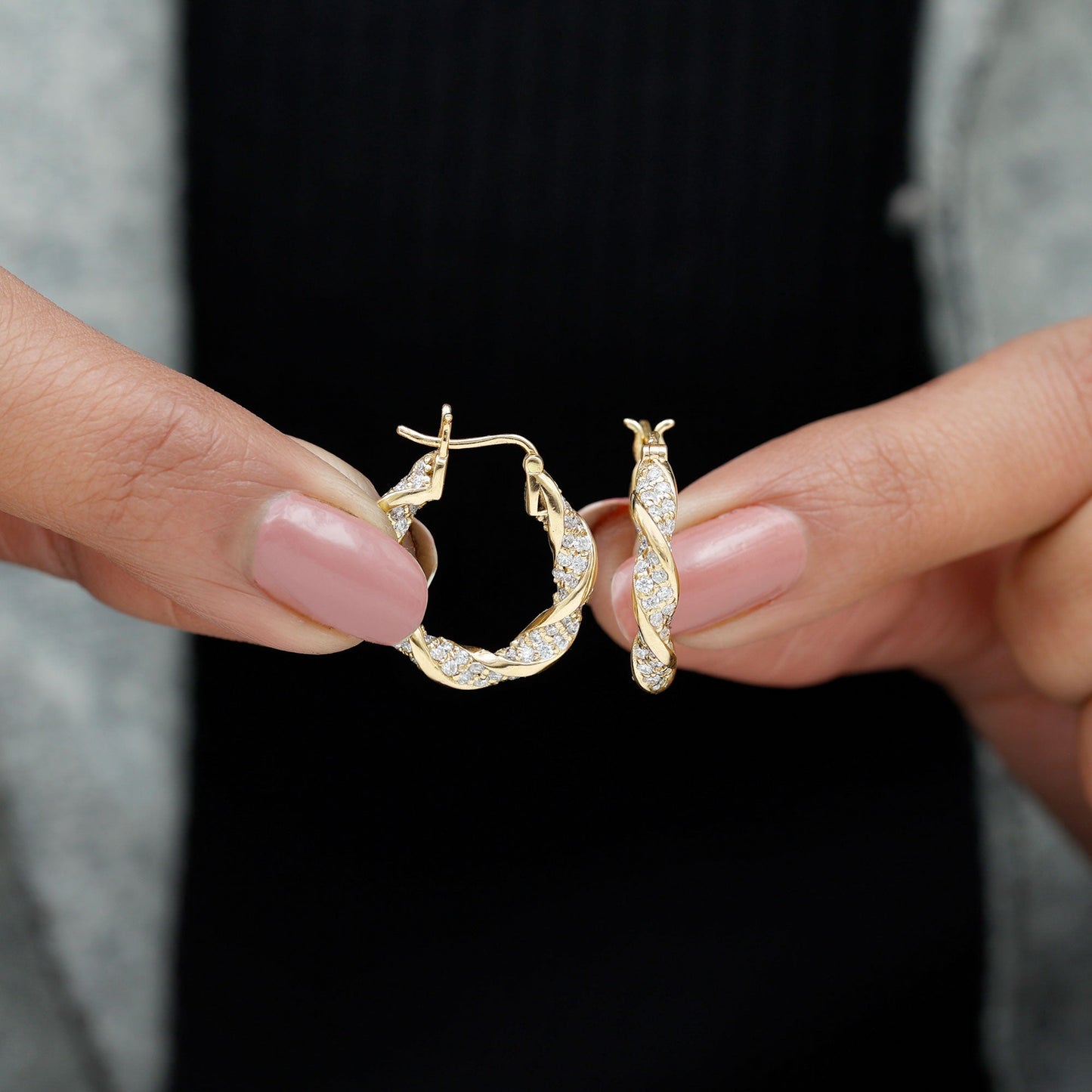 Certified Lab Grown Diamond Twisted Hoop Earrings for Women