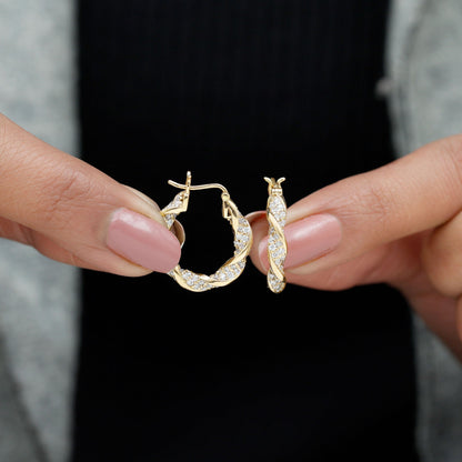 Certified Lab Grown Diamond Twisted Hoop Earrings for Women