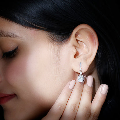 Oval Cut Lab Grown Diamond Dangling Earrings For Bride