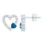 Certified London Blue Topaz and Diamond Heart Stud Earrings