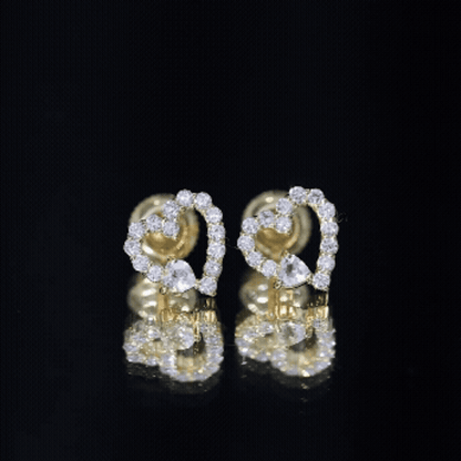Certified Morganite and Diamond Heart Stud Earrings with Screwbacks