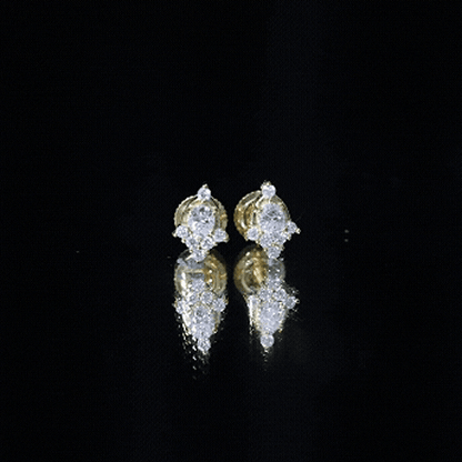 Certified Moissanite Stud Earrings in Yellow Gold Plated Silver