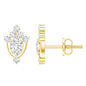 Certified Moissanite Stud Earrings in Yellow Gold Plated Silver