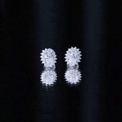 2 Carat Oval Moissanite Halo Stud Earrings In Sterling Silver