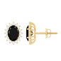 2 Carat Oval Shaped Black and White Diamond Stud Earrings in Yellow Gold Plated Silver