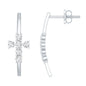 Certified Moissanite Cross Stud Earrings in 14K Gold Plated Silver