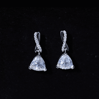 Certified 3 Carat Trilliant Cut Moissanite Infinity Drop Earrings