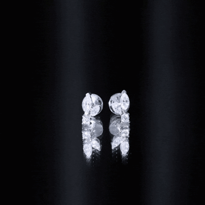 Certified Moissanite Playboy Stud Earrings in 14K Gold Plated Silver