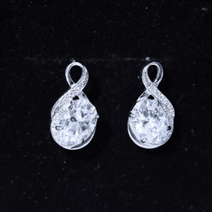 4 Carat Oval Cut Moissanite Infinity Stud Earrings in Silver