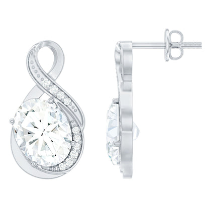 4 Carat Oval Cut Moissanite Infinity Stud Earrings in Silver