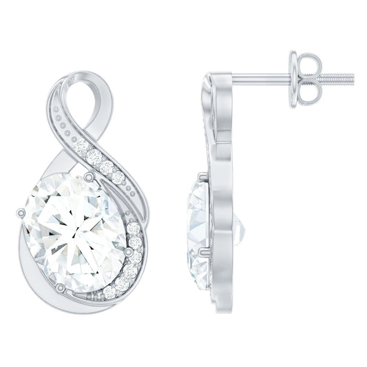 4 Carat Oval Cut Moissanite Infinity Stud Earrings in Silver
