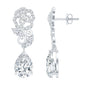 4.5 Carat Pear Shaped Moissanite Rose Flower Dangle Earrings for Wedding