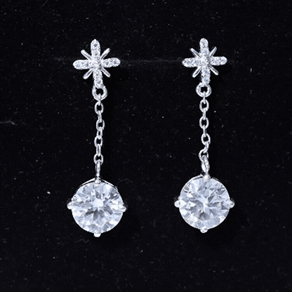 Floral Inspired 4.2 Carat Moissanite Dangling Earrings in Silver