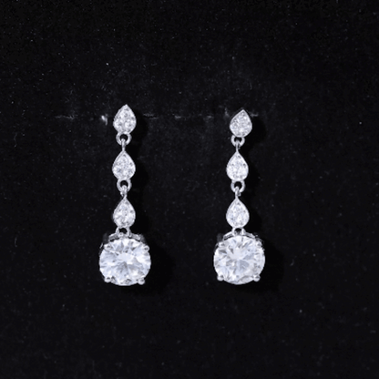 Certified 2.7 Carat Moissanite Dangling Earrings in Silver