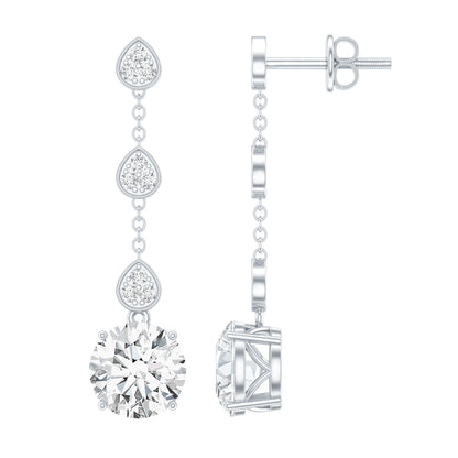 Certified 2.7 Carat Moissanite Dangling Earrings in Silver