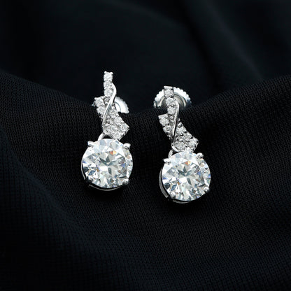 4.2 CT Certified Moissanite Designer Drop Earrings in Silver