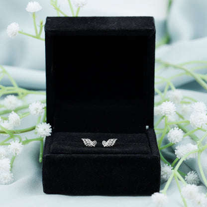 Contemporary Moissanite Leaf Stud Earrings in Silver