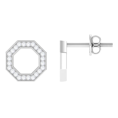 Certified Real Diamond Geometric Earrings with Screw Back