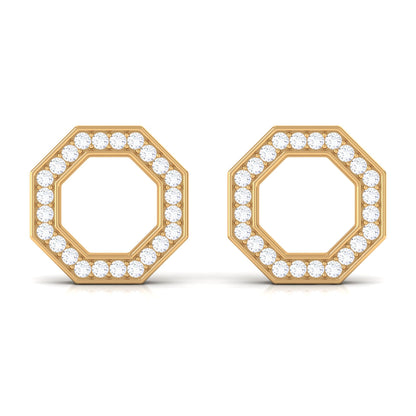 Certified Real Diamond Geometric Earrings with Screw Back