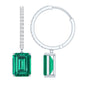 Certified 4.6 Carat Lab Created Emerald Hoop Drop Earrings in Silver