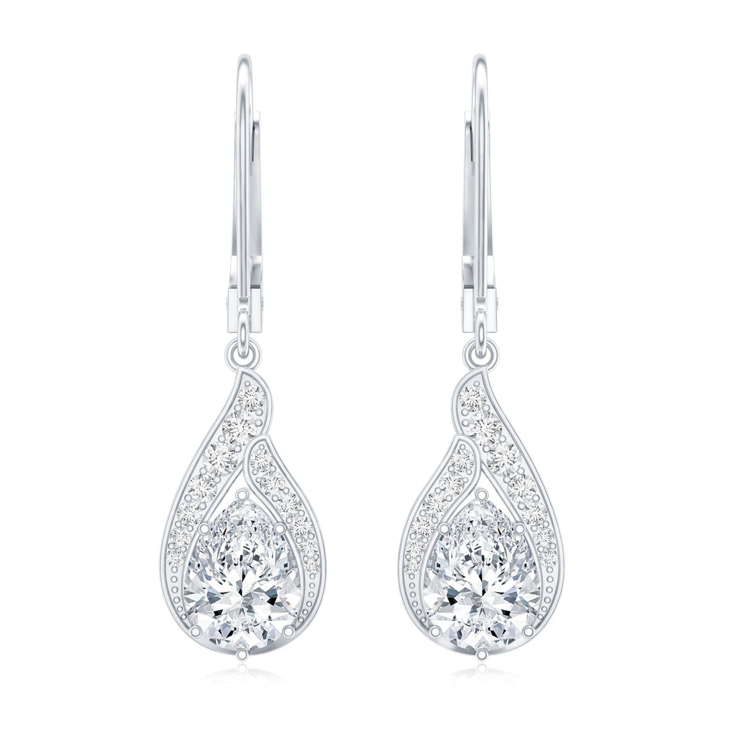 Certified Moissanite Teardrop Bridal Earrings with Leverback