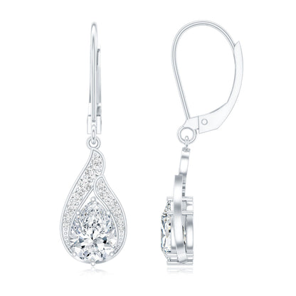 Certified Moissanite Teardrop Bridal Earrings with Leverback