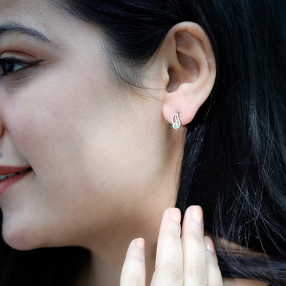 Sterling Silver Ethiopian Opal Leaf Earrings With Moissanite