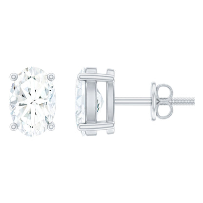 4X6 MM Oval Shaped Lab Grown Diamond Solitaire Stud Earrings