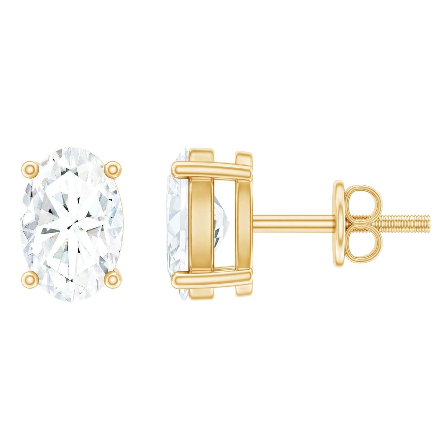 4X6 MM Oval Shaped Lab Grown Diamond Solitaire Stud Earrings