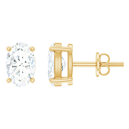 4X6 MM Oval Shaped Lab Grown Diamond Solitaire Stud Earrings