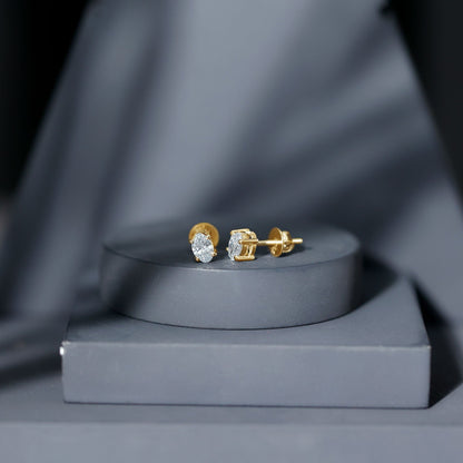 4X6 MM Oval Shaped Lab Grown Diamond Solitaire Stud Earrings