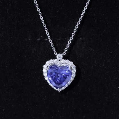 Lab Grown Blue Sapphire Heart of the Ocean Necklace