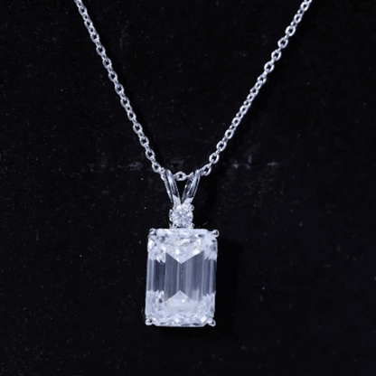 4.5 Carat Moissanite Emerald Cut Necklace With Silver Chain