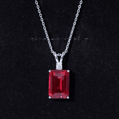 5 Carat Lab Grown Ruby Statement Pendant Necklace for Women