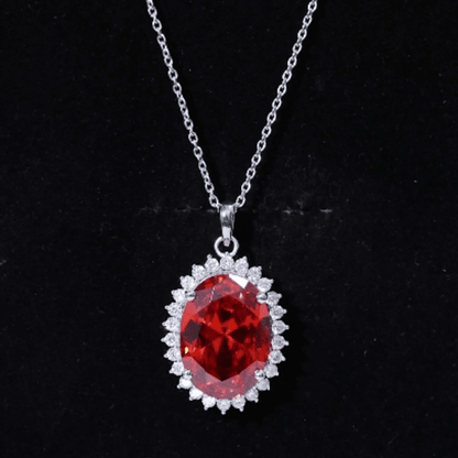 14 Carat Lab Grown Orange Sapphire Statement Necklace With Silver Chain