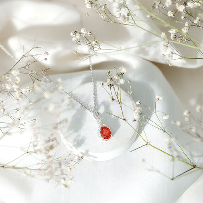 1.5 Carat Lab Grown Orange Sapphire Infinity Pendant Necklace with Moissanite