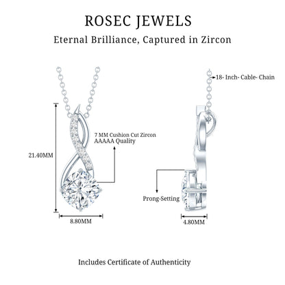 2 Carat Cushion Cut Cubic Zirconia Infinity Necklace for Women