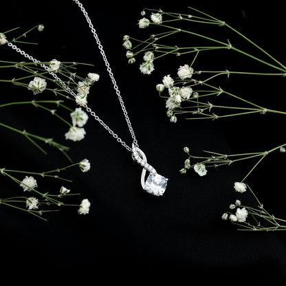 2 Carat Cushion Cut Cubic Zirconia Infinity Necklace for Women