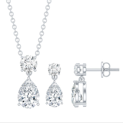 Certified 3 Carat Cubic Zirconia Drop Necklace and Earrings Set