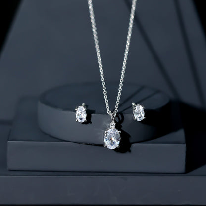 Certified 3 Carat Cubic Zirconia Drop Necklace and Earrings Set
