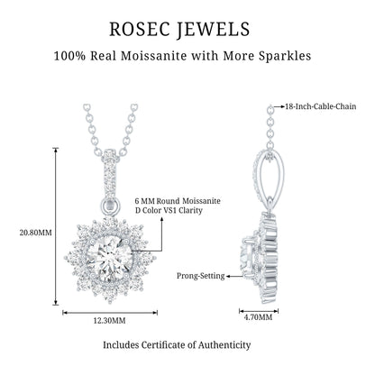 1 Carat Moissanite Vintage Inspired Necklace for Wedding