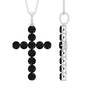 Certified Real Black Onyx Cross Pendant Necklace with Silver Chain