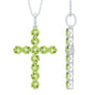 Natural 2.4 Carat Peridot Cross Pendant Necklace with Silver Chain