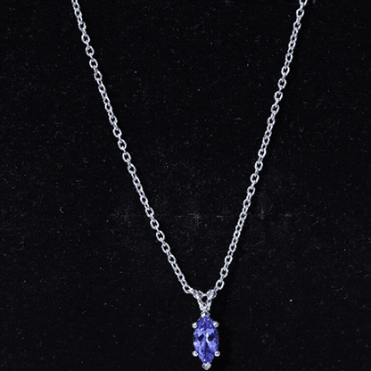 Natural 0.6 Carat Marquise Tanzanite Pendant Necklace with Silver Chain
