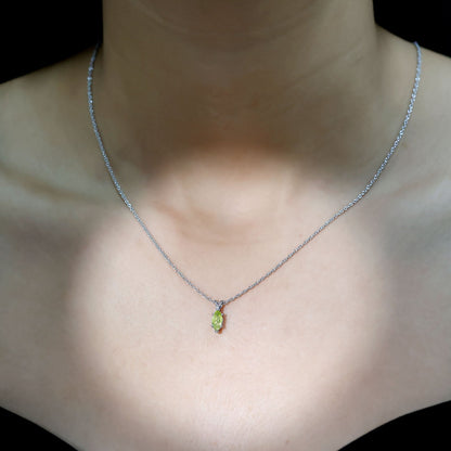 0.74 Carat Marquise Cut Peridot Birthstone Necklace with Silver Chain