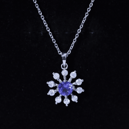 Certified Genuine Tanzanite Snowflake Necklace with Silver Chain