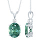 4 Carat Lab Grown Oval Shaped Green Sapphire Solitaire Necklace