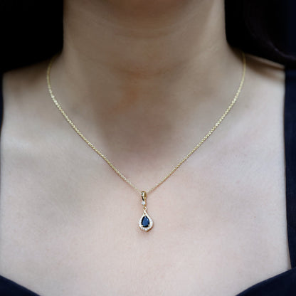 Certified Black and White Diamond Teardrop Necklace with Silver Chain