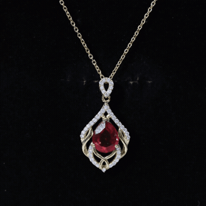 3 Carat Lab Grown Ruby Wedding Necklace with Diamond