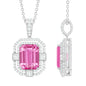 Certified 2.3 Carat Emerald Cut Lab Grown Pink Sapphire Diamond Vintage Necklace
